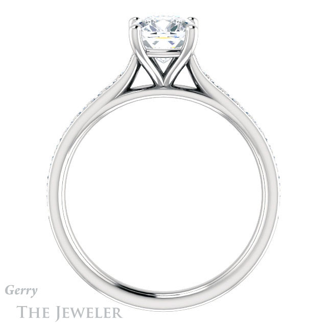 Cushion Cut Forever One Moissanite Engagement Ring #GTJ1074-cushion-fo-w | Gerry The Jeweler Cushion Cut Forever One Moissanite Engagement Ring #GTJ1074-cushion-fo-w