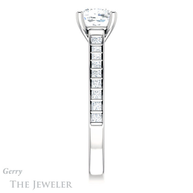 Cushion Cut Forever One Moissanite Engagement Ring #GTJ1074-cushion-fo-w | Gerry The Jeweler Cushion Cut Forever One Moissanite Engagement Ring #GTJ1074-cushion-fo-w