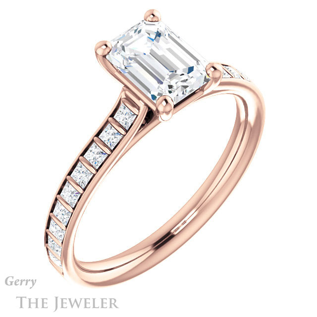 Emerald Cut Forever One Moissanite Engagement Ring #GTJ1074-emerald-fb-r | Gerry The Jeweler Emerald Cut Forever Brilliant Moissanite Engagement Ring #GTJ1074-emerald-fb-r