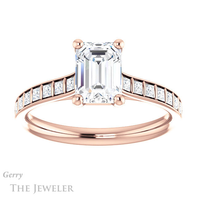 Emerald Cut Forever One Moissanite Engagement Ring #GTJ1074-emerald-fb-r | Gerry The Jeweler Emerald Cut Forever Brilliant Moissanite Engagement Ring #GTJ1074-emerald-fb-r