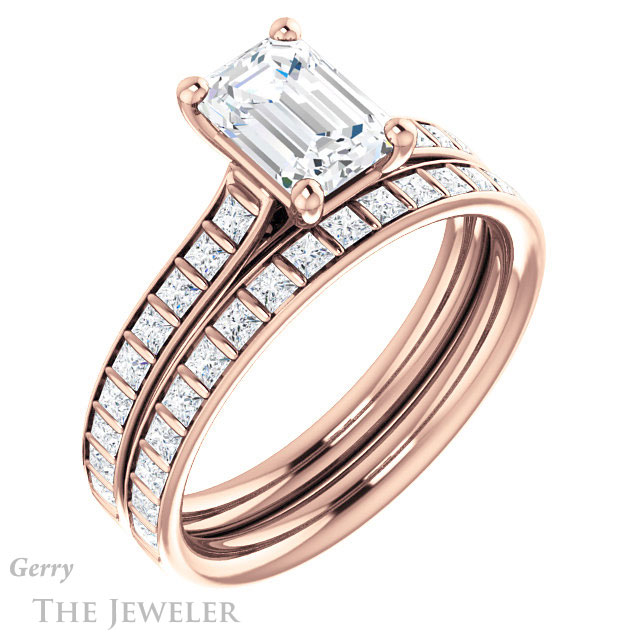 Emerald Cut Forever One Moissanite Engagement Ring #GTJ1074-emerald-fb-r | Gerry The Jeweler Emerald Cut Forever Brilliant Moissanite Engagement Ring #GTJ1074-emerald-fb-r
