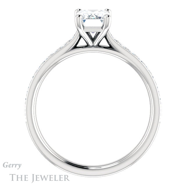 Emerald Cut Forever One Moissanite Engagement Ring #GTJ1074-emerald-fb-w | Gerry The Jeweler Emerald Cut Forever Brilliant Moissanite Engagement Ring #GTJ1074-emerald-fb-w