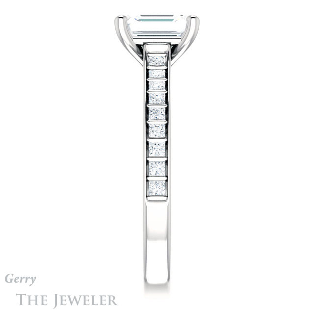 Emerald Cut Forever One Moissanite Engagement Ring #GTJ1074-emerald-fb-w | Gerry The Jeweler Emerald Cut Forever Brilliant Moissanite Engagement Ring #GTJ1074-emerald-fb-w