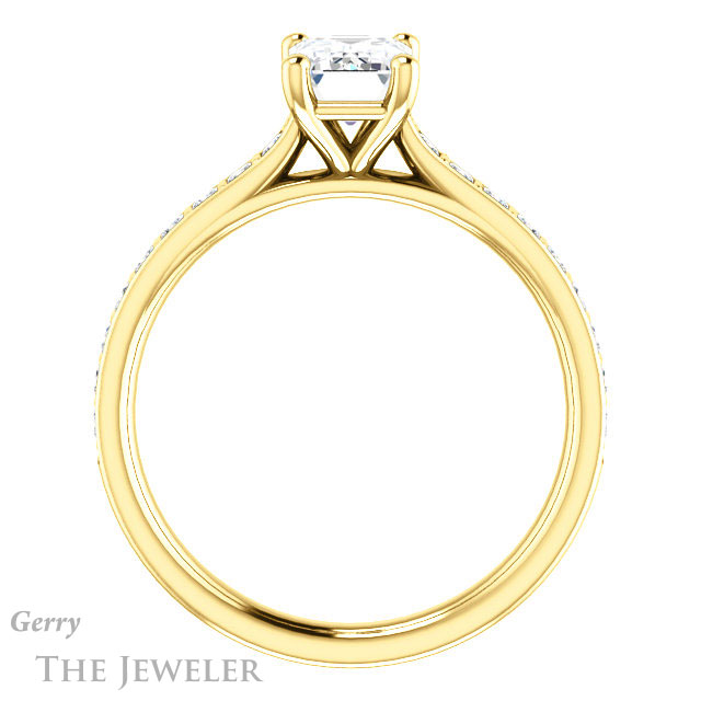 Emerald Cut Forever One Moissanite Engagement Ring #GTJ1074-emerald-fb-y | Gerry The Jeweler Emerald Cut Forever Brilliant Moissanite Engagement Ring #GTJ1074-emerald-fb-y