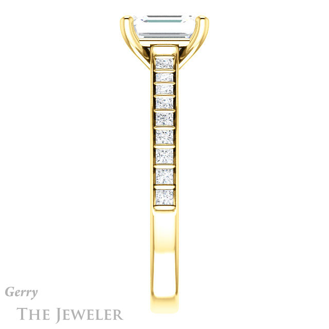 Emerald Cut Forever One Moissanite Engagement Ring #GTJ1074-emerald-fb-y | Gerry The Jeweler Emerald Cut Forever Brilliant Moissanite Engagement Ring #GTJ1074-emerald-fb-y