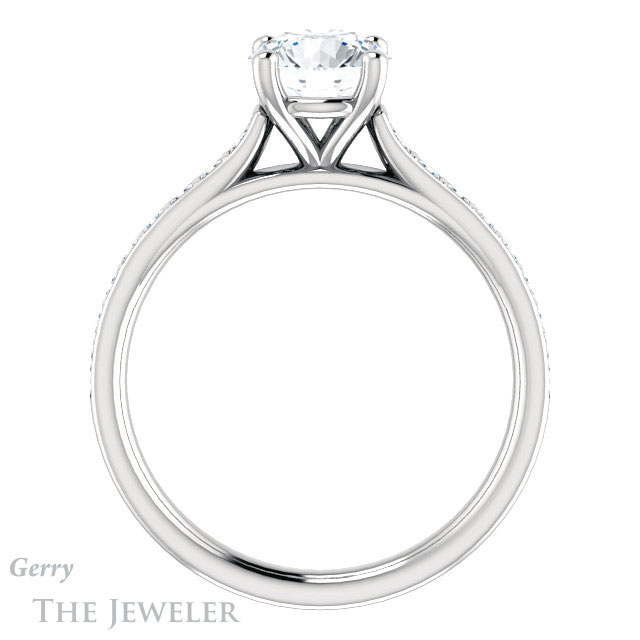 Round Cut Forever One Moissanite Engagement Ring #GTJ1074-round-fo-w | Gerry The Jeweler Round Cut Forever One Moissanite Engagement Ring #GTJ1074-round-fo-w
