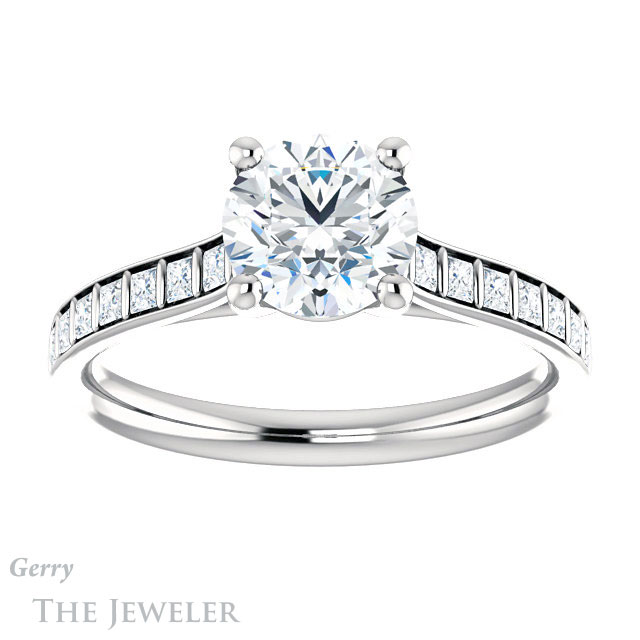 Round Cut Forever One Moissanite Engagement Ring #GTJ1074-round-fo-w | Gerry The Jeweler Round Cut Forever One Moissanite Engagement Ring #GTJ1074-round-fo-w