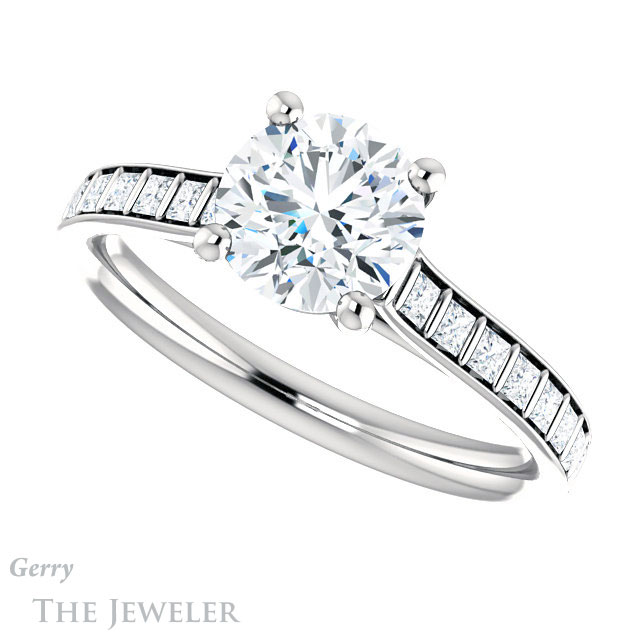Round Cut Forever One Moissanite Engagement Ring #GTJ1074-round-fo-w | Gerry The Jeweler Round Cut Forever One Moissanite Engagement Ring #GTJ1074-round-fo-w
