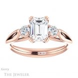 Emerald Cut Forever One Moissanite Engagement Ring #GTJ1075-emerald-fb-r 1 Emerald Cut Forever Brilliant Moissanite Engagement Ring #GTJ1075-emerald-fb-r