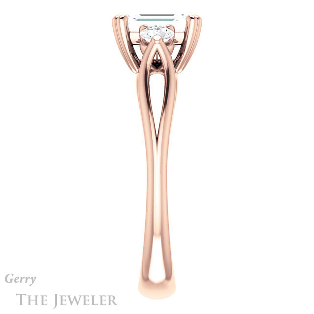 Emerald Cut Forever One Moissanite Engagement Ring #GTJ1075-emerald-fb-r 3 Emerald Cut Forever Brilliant Moissanite Engagement Ring #GTJ1075-emerald-fb-r