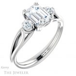 Emerald Cut Forever Brilliant Moissanite Engagement Ring #GTJ1075-emerald-fb-w