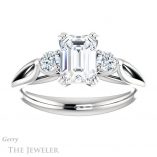 Emerald Cut Forever Brilliant Moissanite Engagement Ring #GTJ1075-emerald-fb-w