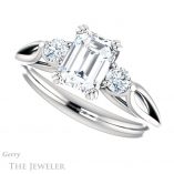 Emerald Cut Forever Brilliant Moissanite Engagement Ring #GTJ1075-emerald-fb-w