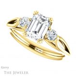 Emerald Cut Forever Brilliant Moissanite Engagement Ring #GTJ1075-emerald-fb-y