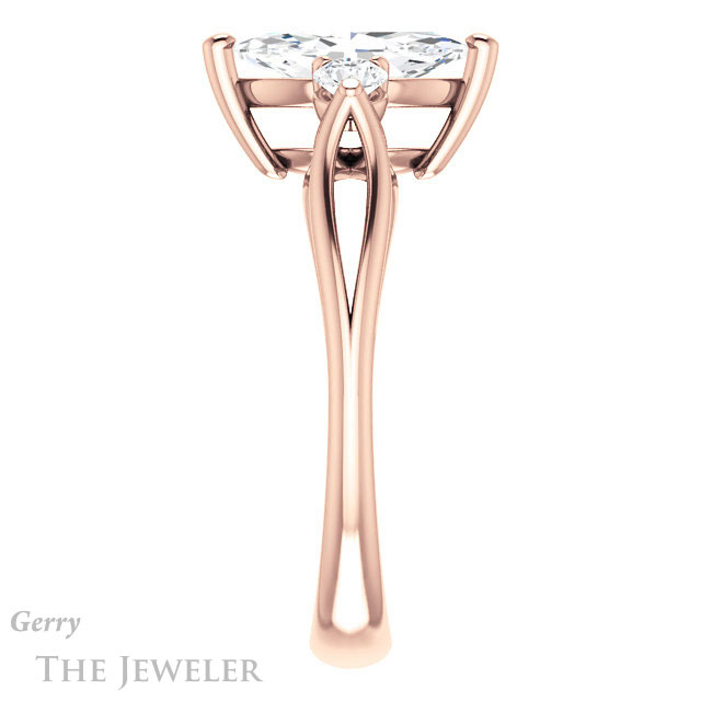 Marquise Cut Forever One Moissanite Engagement Ring #GTJ1075-marquise-fb-r 3 Marquise Cut Forever Brilliant Moissanite Engagement Ring #GTJ1075-marquise-fb-r