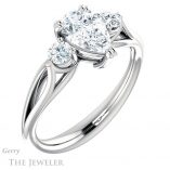 Pear Shaped Forever One Moissanite Engagement Ring #GTJ1075-pear-fb-w 4 Pear Shaped Forever Brilliant Moissanite Engagement Ring #GTJ1075-pear-fb-w