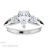 Pear Shaped Forever One Moissanite Engagement Ring #GTJ1075-pear-fb-w 1 Pear Shaped Forever Brilliant Moissanite Engagement Ring #GTJ1075-pear-fb-w