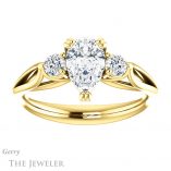 Pear Shaped Forever One Moissanite Engagement Ring #GTJ1075-pear-fb-y 1 Pear Shaped Forever Brilliant Moissanite Engagement Ring #GTJ1075-pear-fb-y