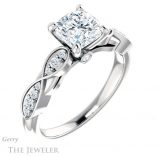 Cushion Cut Forever One Moissanite Engagement Ring #GTJ1076-cushion-fo-w