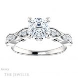 Cushion Cut Forever One Moissanite Engagement Ring #GTJ1076-cushion-fo-w