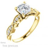 Cushion Cut Forever One Moissanite Engagement Ring #GTJ1076-cushion-fo-y 4 Cushion Cut Forever One Moissanite Engagement Ring #GTJ1076-cushion-fo-y