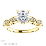 Cushion Cut Forever One Moissanite Engagement Ring #GTJ1076-cushion-fo-y 1 Cushion Cut Forever One Moissanite Engagement Ring #GTJ1076-cushion-fo-y
