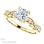 Cushion Cut Forever One Moissanite Engagement Ring #GTJ1076-cushion-fo-y 5 Cushion Cut Forever One Moissanite Engagement Ring #GTJ1076-cushion-fo-y