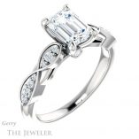 Emerald Cut Forever Brilliant Moissanite Engagement Ring #GTJ1076-emerald-fb-w