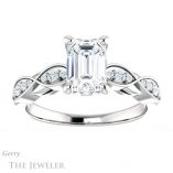 Emerald Cut Forever Brilliant Moissanite Engagement Ring #GTJ1076-emerald-fb-w