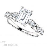 Emerald Cut Forever Brilliant Moissanite Engagement Ring #GTJ1076-emerald-fb-w