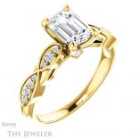 Emerald Cut Forever One Moissanite Engagement Ring #GTJ1076-emerald-fb-y 4 Emerald Cut Forever Brilliant Moissanite Engagement Ring #GTJ1076-emerald-fb-y