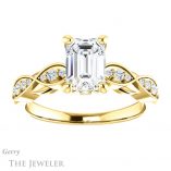 Emerald Cut Forever One Moissanite Engagement Ring #GTJ1076-emerald-fb-y 1 Emerald Cut Forever Brilliant Moissanite Engagement Ring #GTJ1076-emerald-fb-y