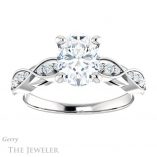 Oval Shaped Forever One Moissanite Engagement Ring #GTJ1076-oval-fo-w