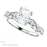 Oval Shaped Forever One Moissanite Engagement Ring #GTJ1076-oval-fo-w