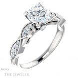 Round Cut Forever One Moissanite Engagement Ring #GTJ1076-round-fo-w 4 Round Cut Forever One Moissanite Engagement Ring #GTJ1076-round-fo-w