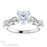 Round Cut Forever One Moissanite Engagement Ring #GTJ1076-round-fo-w 1 Round Cut Forever One Moissanite Engagement Ring #GTJ1076-round-fo-w