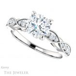 Round Cut Forever One Moissanite Engagement Ring #GTJ1076-round-fo-w 5 Round Cut Forever One Moissanite Engagement Ring #GTJ1076-round-fo-w