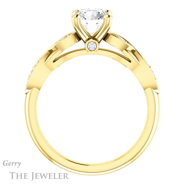 Round Cut Forever One Moissanite Engagement Ring #GTJ1076-round-fo-y