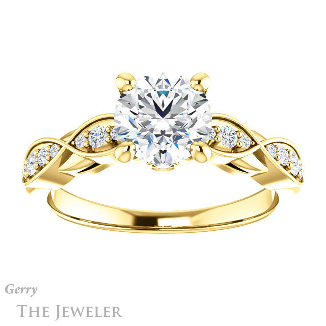 Round Cut Forever One Moissanite Engagement Ring #GTJ1076-round-fo-y