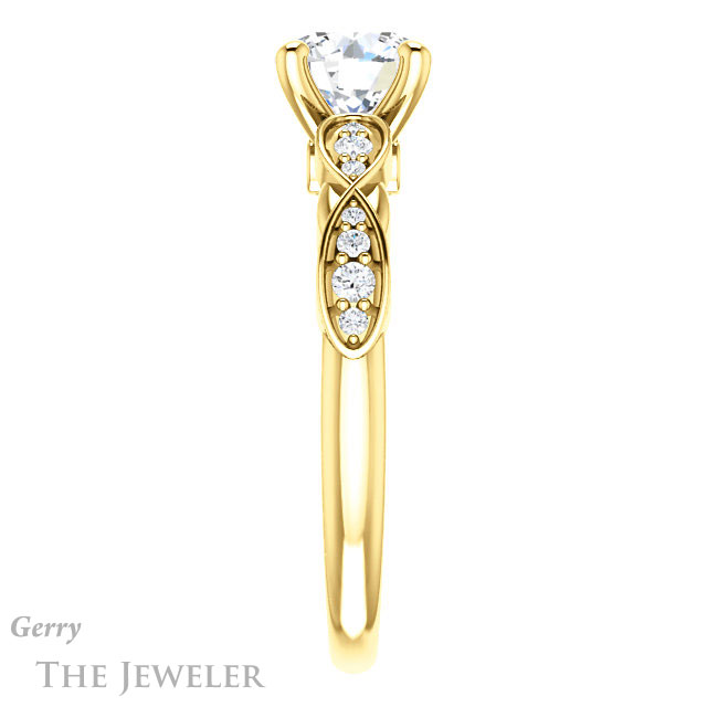 Round Cut Forever One Moissanite Engagement Ring #GTJ1076-round-fo-y