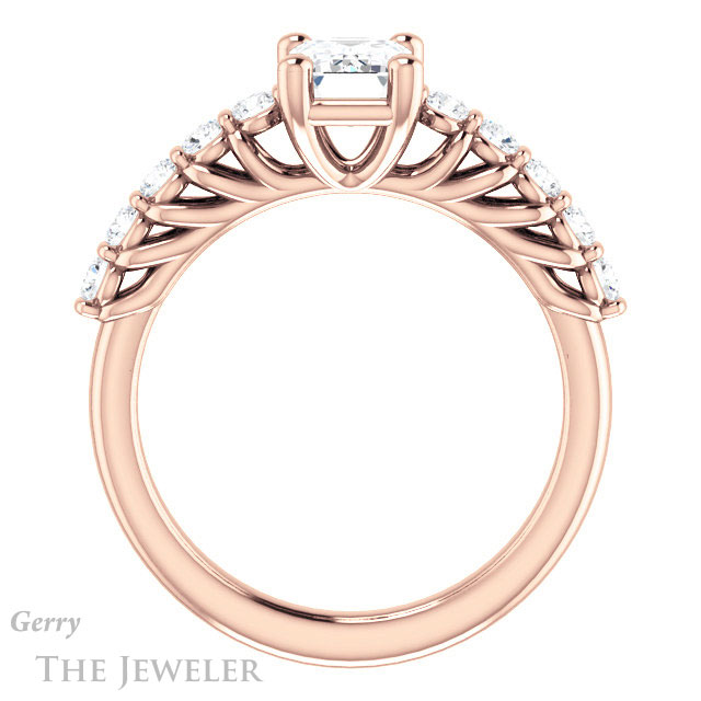 Emerald Cut Forever One Moissanite Engagement Ring #GTJ1077-emerald-fb-r | Gerry The Jeweler Emerald Cut Forever Brilliant Moissanite Engagement Ring #GTJ1077-emerald-fb-r