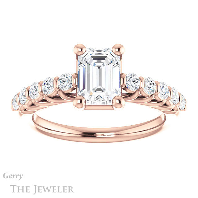 Emerald Cut Forever One Moissanite Engagement Ring #GTJ1077-emerald-fb-r | Gerry The Jeweler Emerald Cut Forever Brilliant Moissanite Engagement Ring #GTJ1077-emerald-fb-r