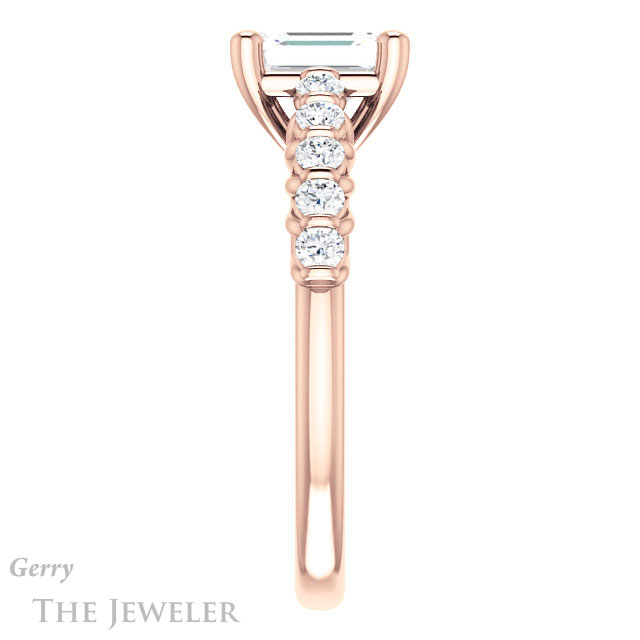 Emerald Cut Forever One Moissanite Engagement Ring #GTJ1077-emerald-fb-r | Gerry The Jeweler Emerald Cut Forever Brilliant Moissanite Engagement Ring #GTJ1077-emerald-fb-r