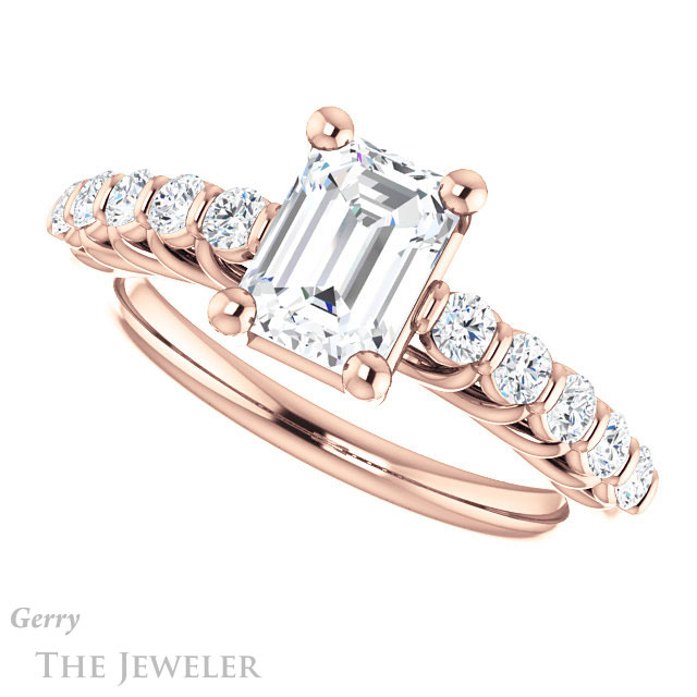 Emerald Cut Forever One Moissanite Engagement Ring #GTJ1077-emerald-fb-r | Gerry The Jeweler Emerald Cut Forever Brilliant Moissanite Engagement Ring #GTJ1077-emerald-fb-r