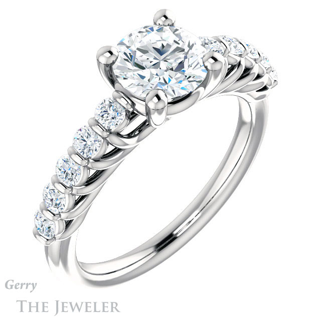 Round Cut Forever One Moissanite Engagement Ring #GTJ1077-round-fo-w | Gerry The Jeweler Round Cut Forever One Moissanite Engagement Ring #GTJ1077-round-fo-w