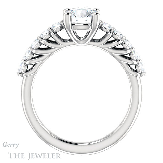 Round Cut Forever One Moissanite Engagement Ring #GTJ1077-round-fo-w | Gerry The Jeweler Round Cut Forever One Moissanite Engagement Ring #GTJ1077-round-fo-w
