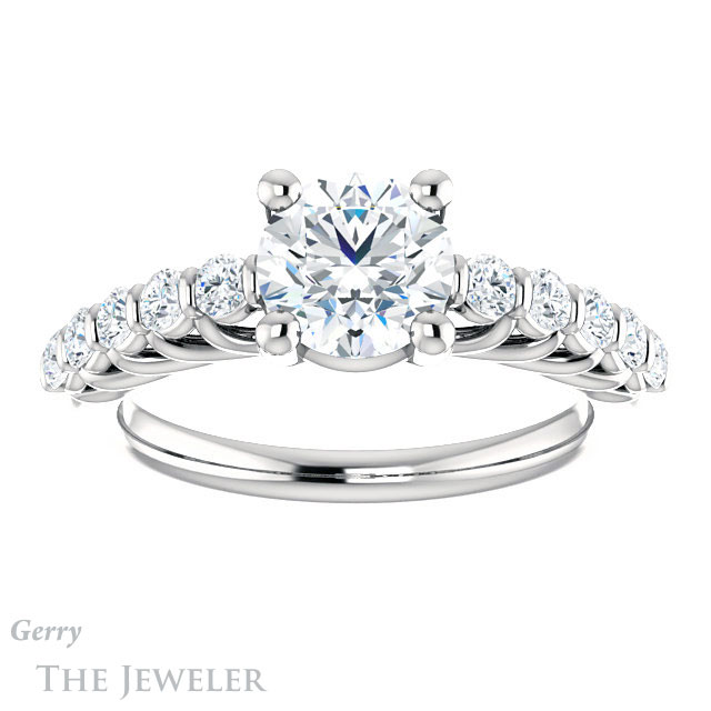 Round Cut Forever One Moissanite Engagement Ring #GTJ1077-round-fo-w | Gerry The Jeweler Round Cut Forever One Moissanite Engagement Ring #GTJ1077-round-fo-w