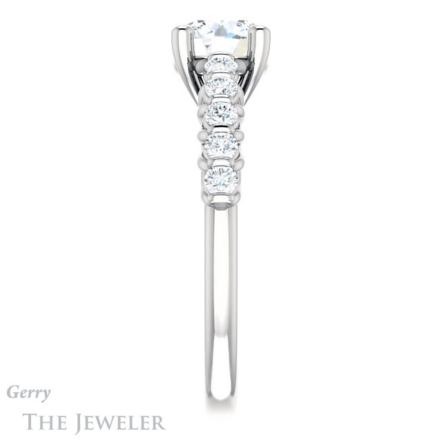 Round Cut Forever One Moissanite Engagement Ring #GTJ1077-round-fo-w | Gerry The Jeweler Round Cut Forever One Moissanite Engagement Ring #GTJ1077-round-fo-w