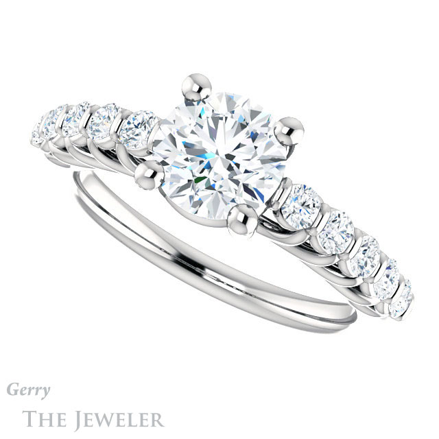 Round Cut Forever One Moissanite Engagement Ring #GTJ1077-round-fo-w | Gerry The Jeweler Round Cut Forever One Moissanite Engagement Ring #GTJ1077-round-fo-w