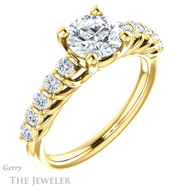 Round Cut Forever One Moissanite Engagement Ring #GTJ1077-round-fo-y | Gerry The Jeweler Round Cut Forever One Moissanite Engagement Ring #GTJ1077-round-fo-y